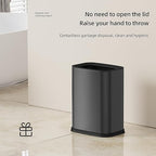 KHMMGK 2.6 Gal Black Bathroom Trash Can,Metal Waste Baskets with Removable Inner Bucket,Small Office Garbage Can