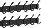 VAEHOLD Wall Hooks Coat Hooks Wall Mounted, Coat Rack with 6 Double Hooks for Hanging Towel Hat Coat Robe Bag Key for Bathroom Kitchen Bedroom 2 Pack