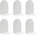 Lulonpon 6 Pieces Book Ends, Bookends, Books Stand, Metal Bookend for Shelves, White Book Ends for School, Library, Desktop Organizer