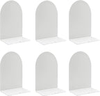 Lulonpon 6 Pieces Book Ends, Bookends, Books Stand, Metal Bookend for Shelves, White Book Ends for School, Library, Desktop Organizer
