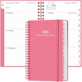 2026 Pocket Planner/Calendar - 2026 Planner from January 2026 - December 2026, Planner 2026 with 12 Tabs, Twin-Wire Binding, Inner Pocket, 3.75" x 6.75, Pink
