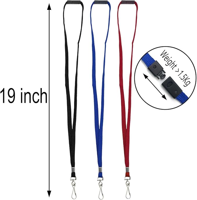 Bird Fiy Lanyards Safety Red Lanyards Neck Flat Premium Breakaway Badge Lanyard with J-Hook for ID Nametag Badge Holder (Red, 25 PCS)