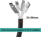 Cable Management Sleeve 25ft (300 inch) - 1/2 inch, PET Expandable Braided Cord Organizer, Split Wire Loom Tubing Reversible Cord Protector for TV USB PC Ethernet Cable Hider Protect Pets Kids