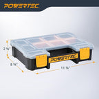 POWERTEC Small Parts Organizer & Tool Box – 10 Compartments, Stackable Storage with Removable Dividers, Clear Lid, Portable Design, 3-Pack (72117-P3)