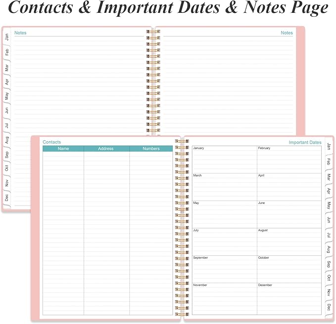 2026 Planner - Planner 2026 from January 2026 to December 2026 with 12 Monthly Tabs, Flexible Cover, Inner Pocket, 8.5" x 11", Pink-A