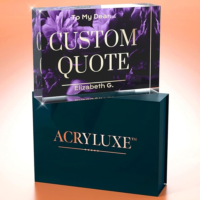 Custom Acrylic Sign Personalized, Custom Desk Name Plate, 18 Styles, (5"x7"), With Gift Box, USA Made by Acryluxe. (Blossom)