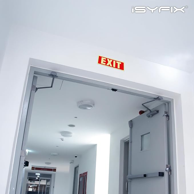iSYFIX Exit Glow in the Dark Sign – 2 Pack 12x4 Inch – 40 mil Thick Polystyrene Plastic Sign, Laminated UV, Scratch & Fade Resistance, Waterproof, Indoor & Outdoor