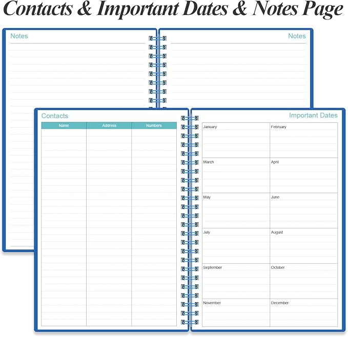 2026-2027 Planner - Weekly & Monthly Planner from January 2026 - June 2027, Spiral Planners 2026-2027 with Elastic Closure, Inner Pocket, Medium 5.8" x 8.3", Blue