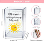 Vgrti A Little Progress Each Day Can Add Up To Big Results Acrylic Cosmetic Pencil Pen Holder Cup, Inspirational Sun Desk Organizer for Classroom Office, Motivational Gifts for Women Girl Therapist