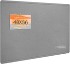 Lightomorrow Large Bulletin Board - 48 x 36 Inches, Decorative Felt Pin Board for Wall - 4' x 3' Foldable Photo Display Board with Self-Adhesive Tape, Includes 20 Push Pins - Gray