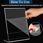 StyEdEk 12 Pack 8.5x11 Inch Acrylic Sign Holder Clear Plastic Table Paper Display Stand L-Shape Vertical Menu Holder Stand Picture Photo Flyer Display Stand for Desktop Flyers, Documents, Office, Restaurants