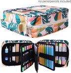 qianshan Pencil Case Holder Slot - Holds 202 Colored Pencils or 136 Gel Pens with Zipper Closure - Large Capacity Pen Organizer for Watercolor Pens or Markers - Perfect for Artist.Large Leaves