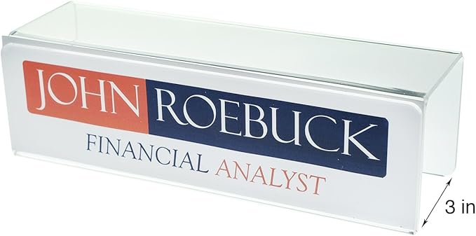 Source One Deluxe Clear Acrylic Cubicle Sign Holder & Name Plates (3 Inch Hook, Name Plate)