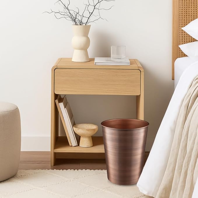 Monarch Abode Metal Bathroom Trash Can – Waste Basket for Bedroom, Office Desk, & Dorm, Handcrafted, Durable Decorative Antique Copper Small Trash Can Bathroom Garbage Bin Wastebasket