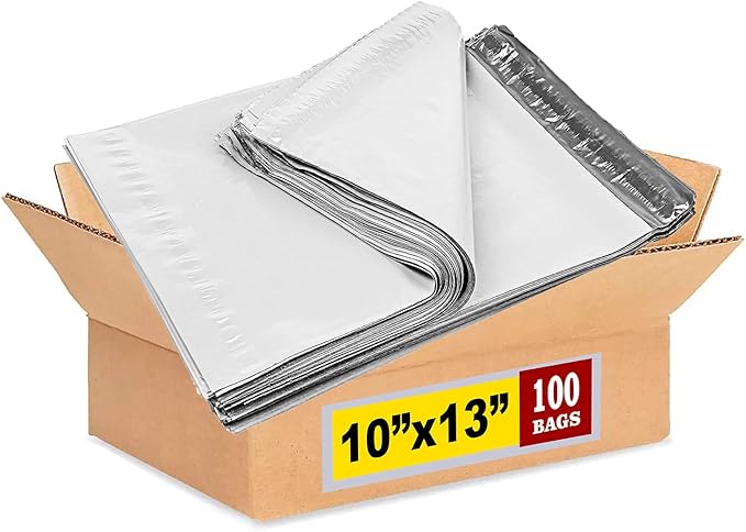 iMBAPrice 100 - 10x13 Premium Matte Finish Self-Sealing Non-Padded White Poly Mailers/Mailing Envelopes/Bags (iMBA-4PM-100)
