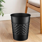 Monarch Abode Metal Bathroom Trash Can – Waste Basket for Bedroom, Office Desk, & Dorm, Handcrafted Geo Embossed, Durable Decorative Black Small Trash Can Bathroom Garbage Bin Wastebasket