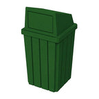 Campus Collection 32 Gallon Square Slatted 100% Recycled Plastic Heavy-Duty Commercial Outdoor or Indoor Trash Can with Push Top Lid | Great for Schools and Businesses - Green Granite
