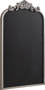 Kate and Laurel Arendahl Arch Chalkboard; Silver; 19 x 31; Framed Arched Ornate Vintage Magnetic Chalkboard for Unique Display; Decoration; and Organization