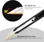 NEWISHTOOL 3 Pack Utility Knife Box Cutter Retractable, Titanium Coating Edge 9mm Wide Snap-Off Blades, Razor Knife Craft Knives with Extra Ti-Blades for Office, Cutting Paper, Film,Wrapping, Carboard