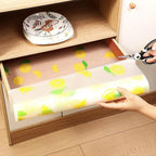 Lemon Print Shelf Liner with Green Leaf – Non-Adhesive Waterproof Drawer and Cabinet Liner – Decorative Kitchen Shelf Paper for Pantry, Closet, Cupboard, Countertop