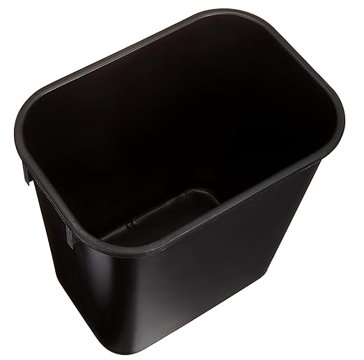 Amazon Basics Small Trash Can, Rectangular Commercial Office Wastebasket, 3 Gallon (Pack Of 2), Black