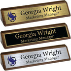 Custom Desk Wedge Name Plate - Personalized Titles and Styles (2x8 Inch, Solid Walnut w/Name Plate)