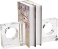 Kitcom Handmade Crystal Bookends Square, 1 Pair of Decorative Tabletop Bookends for Office, Home, Desk