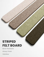 Fluxynara Cork Board Alternative Felt Strip Board 8-Pack 13"x2", Office Pin Board with 50 Push Pins, Adhesive Install for Bedroom Door & Home Office(Linen Dusk)