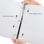 CIXILDTS 2" 3 Ring Binder, Standard 2-inch Round Ring Binder Fit Letter Size Paper, Presentation View Binders, White, 6-Pack
