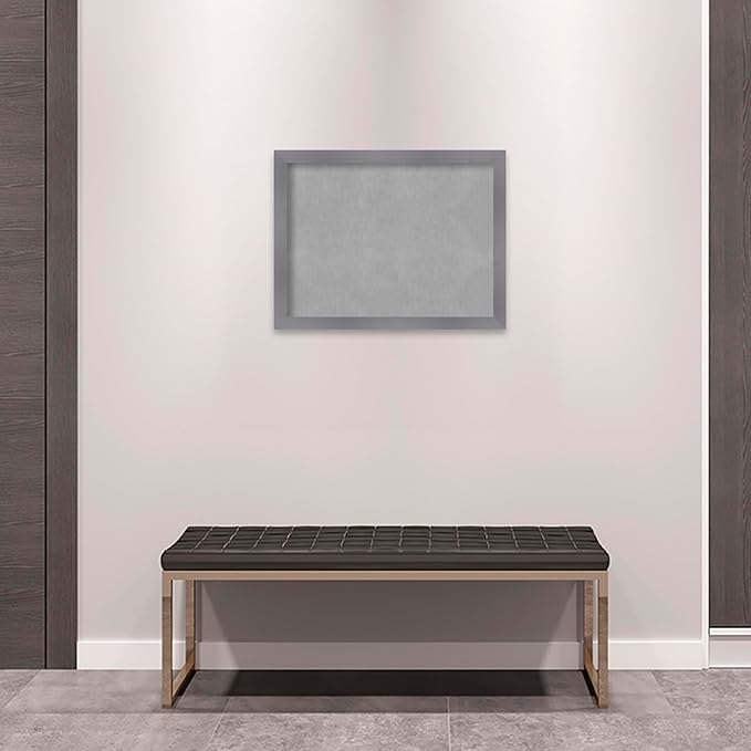 Amanti Art Grey Framed Magnetic Board 20x26 Medium Vision Board for use with Magnets, 100% Metal Sheet to Display Items as Office Decor or for Home Organization in mudroom, Kitchen or Kids Room