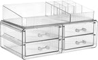 ZHIAI stackable storage drawer, transparent cosmetics storage box, cosmetics and beauty products storage organizer, suitable for makeup room, bathroom, storage room, home