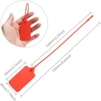100 Red Blank Plastic Tags for Labeling Waterproof Hanging Labels Writable Tags Seal Plastic Marking Label for Clothes Bags Keys Inventory with One Marker Pen