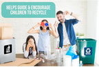 Recycle and Trash Magnets for Kitchen Trash Cans and Recycling Bins, Indoor Trash and Recycle Magnet Combo for Garbage Can Logo Symbol, 2 Magnetic Sticker Adhesives, 5.5 Inch Square, Waste Bin (Blue)