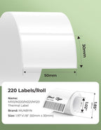MUNBYN Thermal Sticker Labels, Self-Adhesive Barcode Label Paper for Direct Thermal Printer, Multi-Purpose Rectangle Address Shipping Mailing Stickers,1.97'' x 1.18'' (50mm x 30mm), White, 1 roll