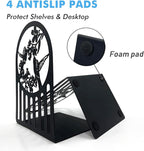 Weudes Hummingbird Book Ends, Metal Bookends for Shelves Decorative, Book Stopper for Heavy Books, Bookends for Home, Office, Library, School Use (Black)