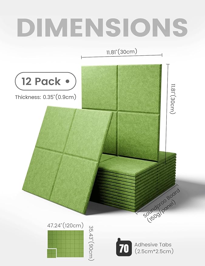 Fluxynara Large Felt Bulletin Board 48" x 36" Cork Board Alternative-12 Pack with 70 Safe Removable Adhesive Tabs, Cork Boards for Walls Cork Board for Home Office Classroom Pin Board-Kelly Green