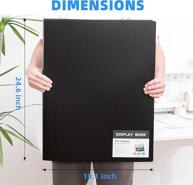 ZFCLXX Large 18"x24" Art Portfolio Heavy Duty Binder with Plastic Sleeves, Portfolio Folder with 30 Clear Sheet Protectors, Display 60 Pages, Poster Binder，Diamond Painting and Puzzle Storage Book