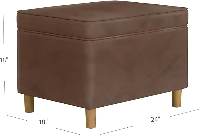 Spatial Order Home Decor | Dinah Collection Modern Storage Ottoman | Ottoman with Storage for Living Room & Bedroom(Brown Faux Leather)