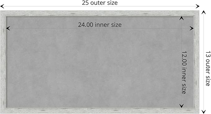 Amanti Art Silver Framed Magnetic Board 13x25 Small Vision Board for use with Magnets, 100% Metal Sheet to Display Items as Office Decor or for Home Organization in mudroom, Kitchen or Kids Room