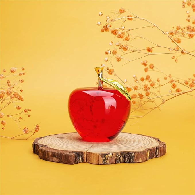 H&D Glaze Crystal Apple Paperweight Craft Decoration (red)