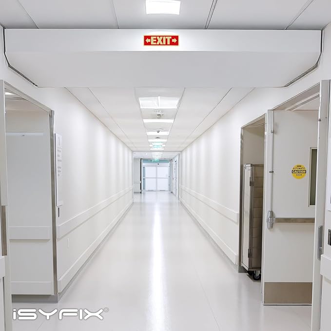 iSYFIX Exit Signs with Directional Right & Left Arrow - 2 Pack 12x4 Inch Glow in the Dark for Business, School, Office, Warehouse - Durable 40 Mil Polystyrene, UV Laminated, Waterproof, Scratch & Fade Resistant