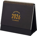 Small Desk Calendar 2026, Standing Flip Desktop Calendar from January 2026 to June 2027 - Metal Ring Twin-Wire Binding Monthly Desktop Calendar for Home Office School (Black)