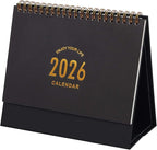 Small Desk Calendar 2026, Standing Flip Desktop Calendar from January 2026 to June 2027 - Metal Ring Twin-Wire Binding Monthly Desktop Calendar for Home Office School (Black)