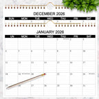 Calendar 2026 - Wall Calendar 2026 Runs from January 2026 to December 2026, 12 Months Calendar with Thick Paper for Planning at Home or Office, 8.5 x 11 Inch, Black