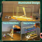 Led Note Board with Colors, 12” X 8” Acrylic Led Light Up Message Board, Acrylic Dry Erase Memo Arts Doodle Desktop Note Illuminated Wordpad Writing Board for Home Shop Christmas etc