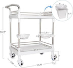 Mobile Utility Cart with Wheels Professional Medical Trolley Cart 220 Lbs Load Plastic and Stainless Steel Esthetician Storage Cart with Basins and Kegs for Beauty Salon Hospital Clinic Home