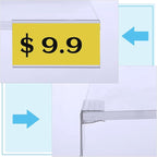 Qunclay 100 Pcs Shelf Label Holder Glass Wood 1.25 x 3 Inches Clear Plastic Clip on Labels Shelf Tags for Wire Shelving 0.15'' to 0.4'' Shelves Sign Price Tags