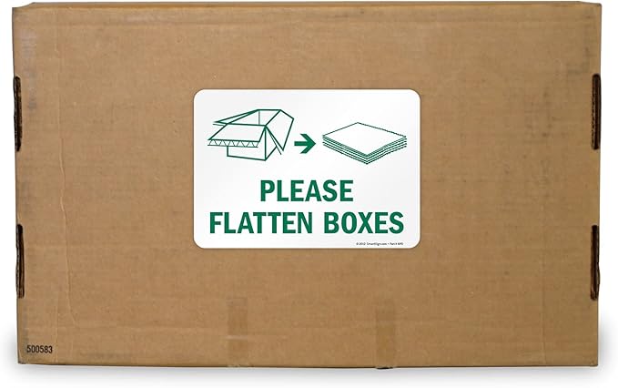 SmartSign Please Flatten Boxes Recycle Label | 7" x 10" Laminated Vinyl Sticker, Made in USA