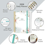 Daily Planner 2026 Full Page Per Day- 2026 Daily & Monthly Planner from January 2026 to December 2026, Day Planner 2026 with 12 Months Tabs, 6.4" x 8,5", Pink Flowers