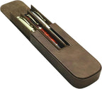 MIVLXLX Leather Triple Pen Case Pencil Pouch Holder for Three Fountain Ballpoint Rollerball Pens and Pencils Gift Choice for Man/Woman/Office (gray)